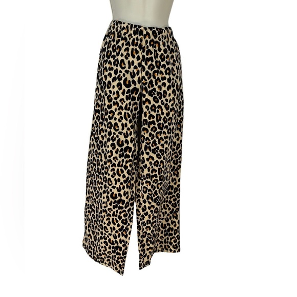 Nordstrom 100% Cotton Flannel Button Down Leopard Print PJ Set-  Tan Black - Sm - Picture 3 of 9